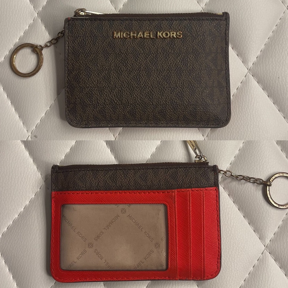 Michael Kors Small TZ Coinpouch with Red Leather